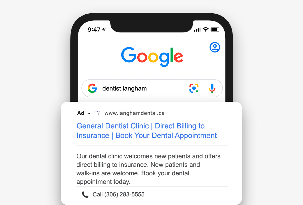 Langham Dental - Google Ads - Inbound Squad